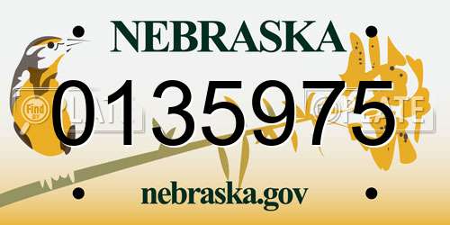 0135975 Nebraska License Plate