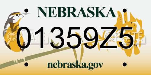 01359Z5 Nebraska License Plate