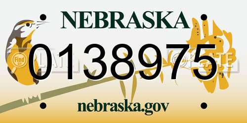 0138975 Nebraska License Plate