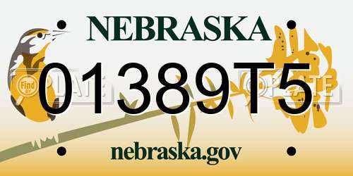 01389T5 Nebraska License Plate