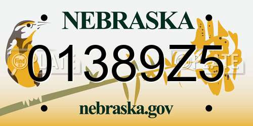 01389Z5 Nebraska License Plate