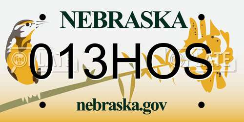 013HOS Nebraska License Plate