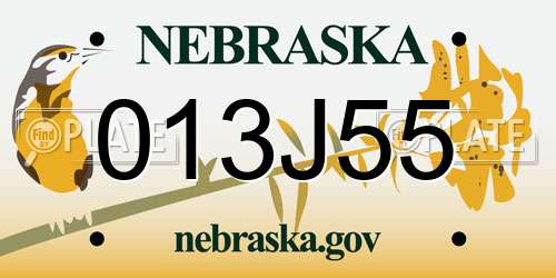 013J55 Nebraska License Plate
