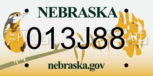 013J88 Nebraska License Plate