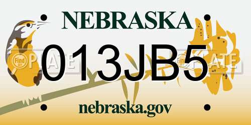 013JB5 Nebraska License Plate