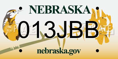 013JBB Nebraska License Plate