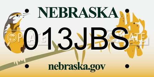 013JBS Nebraska License Plate