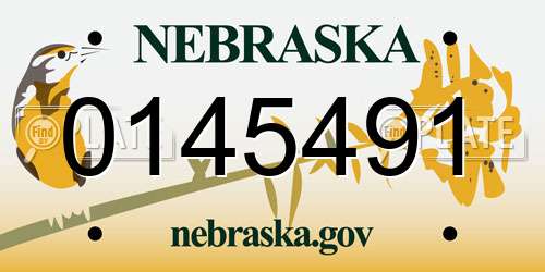0145491 Nebraska License Plate