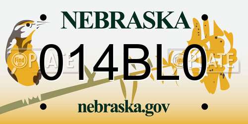 014BL0 Nebraska License Plate