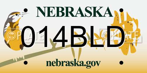 014BLD Nebraska License Plate