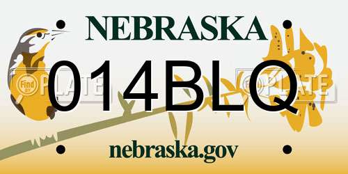 014BLQ Nebraska License Plate