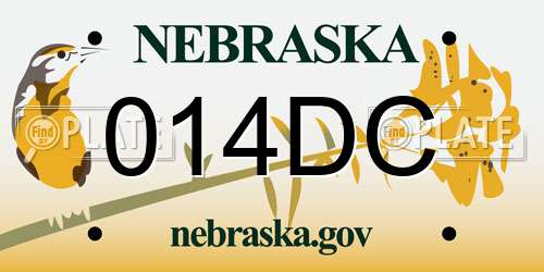 014DC Nebraska License Plate