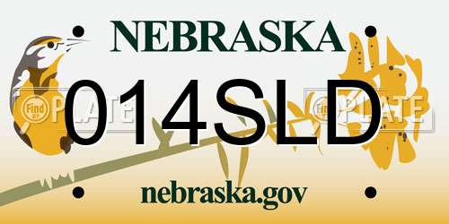 014SLD Nebraska License Plate