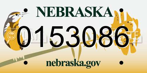0153086 Nebraska License Plate