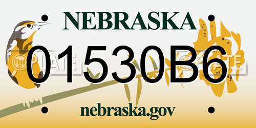 01530B6 Nebraska License Plate