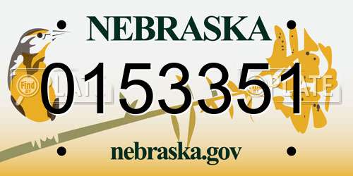 0153351 Nebraska License Plate