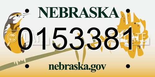 0153381 Nebraska License Plate