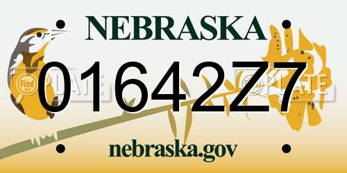 01642Z7 Nebraska License Plate