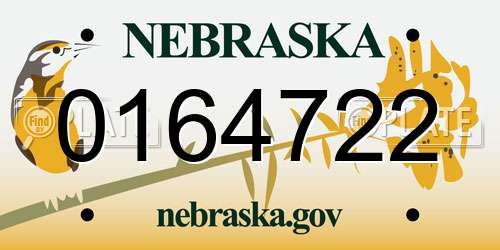 0164722 Nebraska License Plate