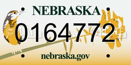 0164772 Nebraska License Plate