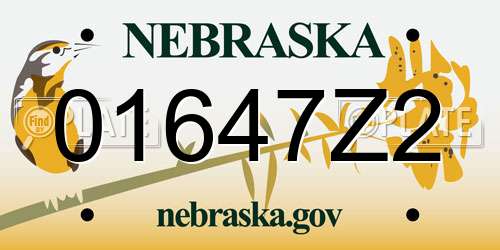 01647Z2 Nebraska License Plate