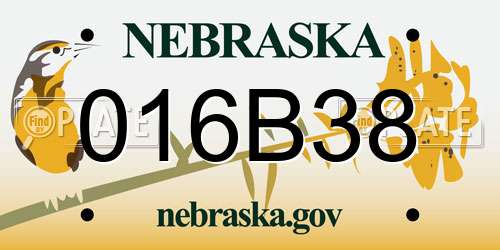 016B38 Nebraska License Plate