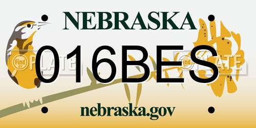 016BES Nebraska License Plate