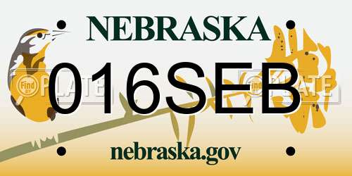 016SEB Nebraska License Plate