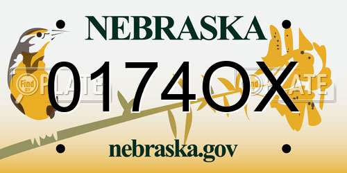 0174OX Nebraska License Plate