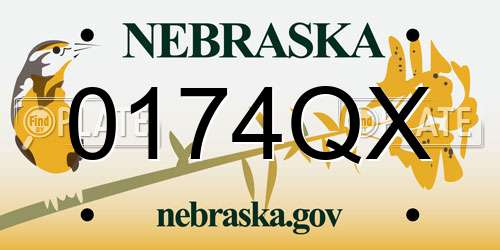 0174QX Nebraska License Plate