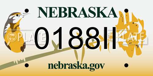 0188II Nebraska License Plate