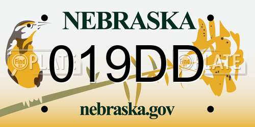 019DD Nebraska License Plate