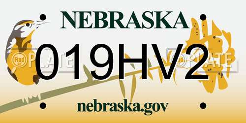 019HV2 Nebraska License Plate