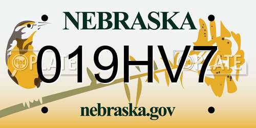 019HV7 Nebraska License Plate