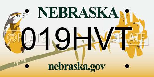 019HVT Nebraska License Plate