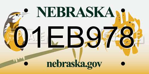 01EB978 Nebraska License Plate