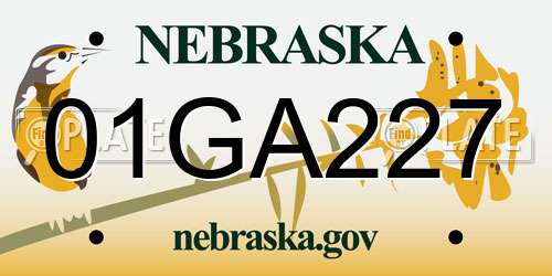 01GA227 Nebraska License Plate