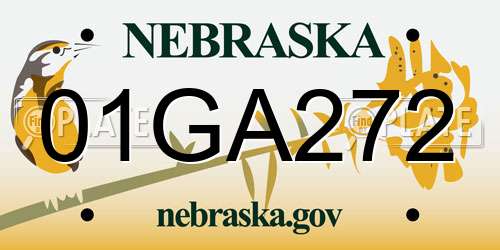 01GA272 Nebraska License Plate