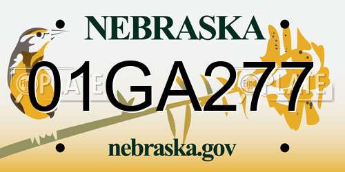 01GA277 Nebraska License Plate