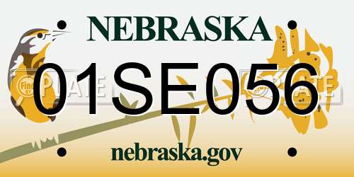 01SE056 Nebraska License Plate
