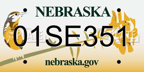 01SE351 Nebraska License Plate