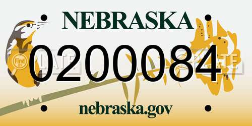 0200084 Nebraska License Plate