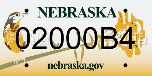 02000B4 Nebraska License Plate