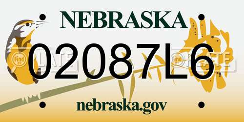 02087L6 Nebraska License Plate