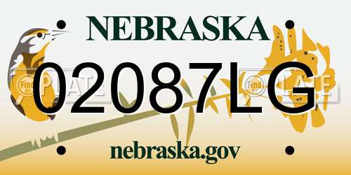 02087LG Nebraska License Plate
