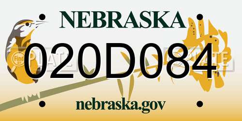 020D084 Nebraska License Plate