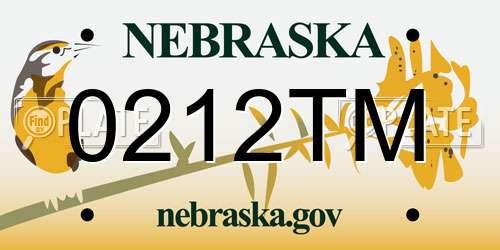 0212TM Nebraska License Plate