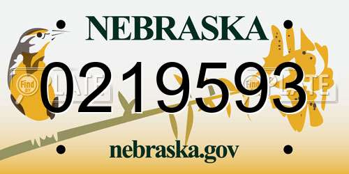 0219593 Nebraska License Plate