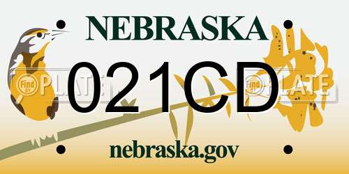 021CD Nebraska License Plate