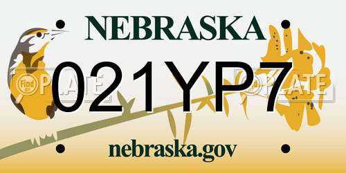 021YP7 Nebraska License Plate